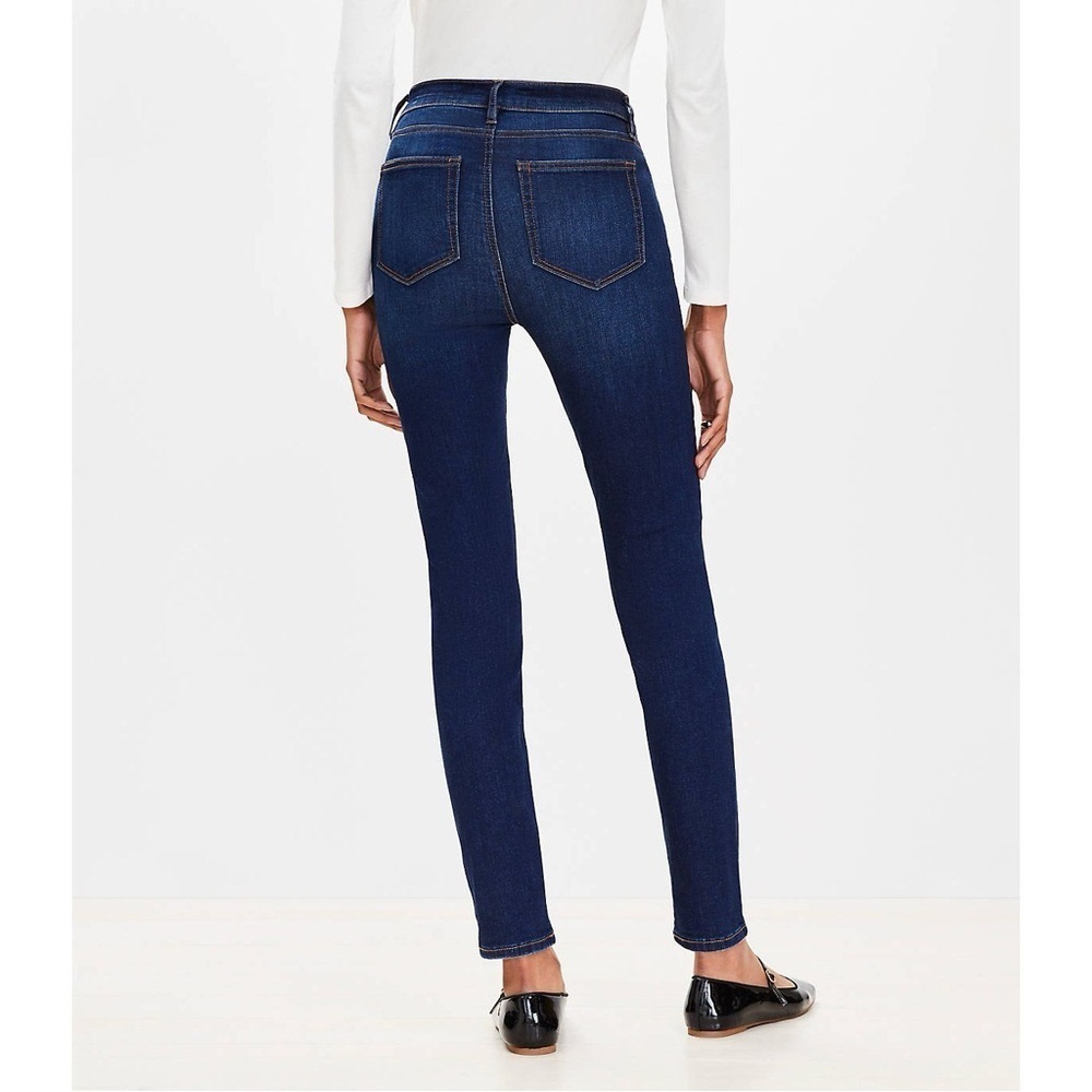 Ann Taylor LOFT Outlet Dark Wash Indigo Blue Mid Rise Skinny Curvy Jeans 6 - Picture 3 of 9